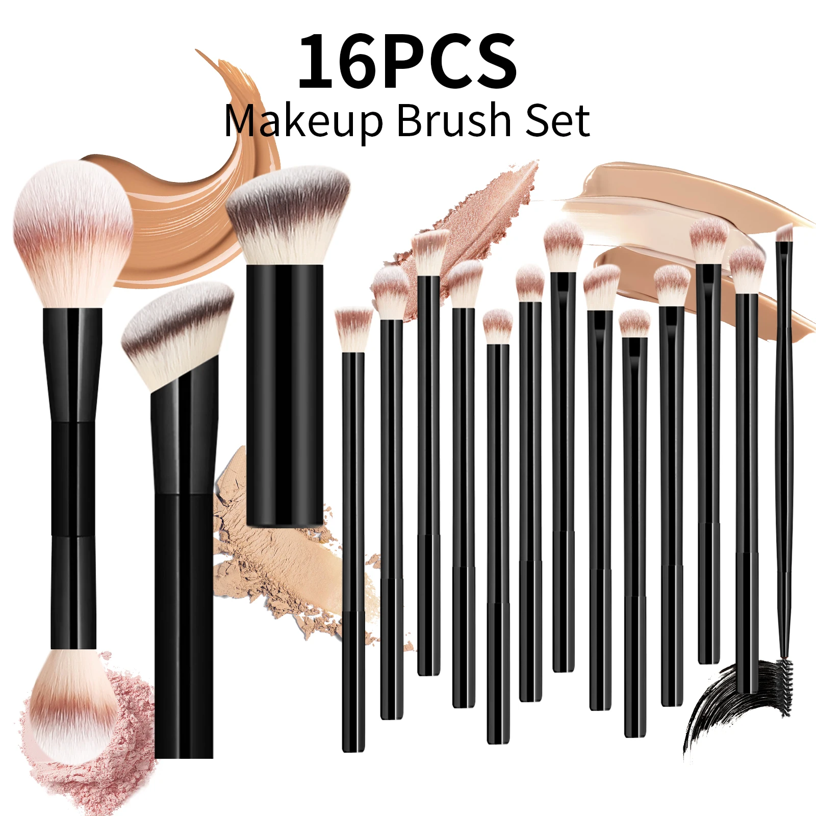 16 ชิ้น Multi Foundation พิเศษแปรงแต่งหน้าชุดอายแชโดว์ผู้หญิงเครื่องสําอางค์ loose Powder Blush Blending Beauty คอนซีลเลอร์แปรง