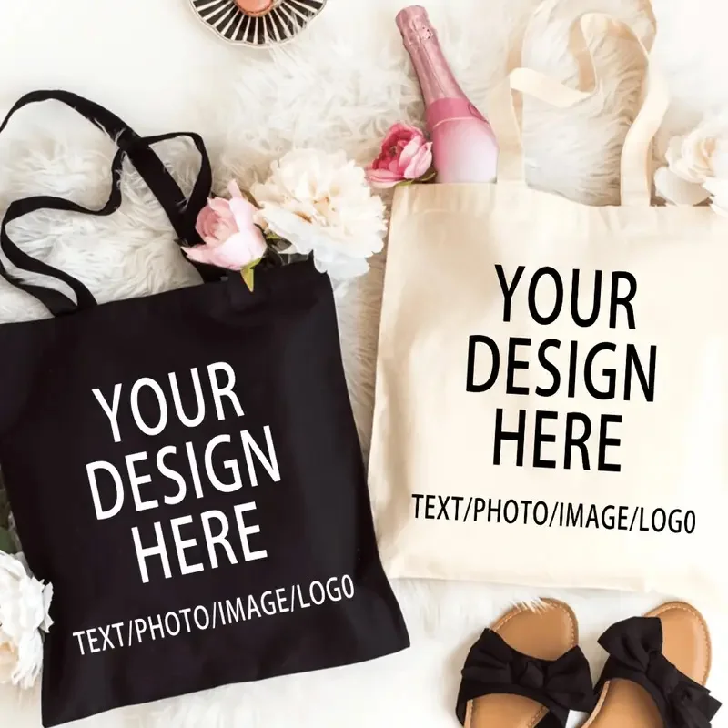 

Custom Sublimation Canvas Tote Bag Heat Transfer Grocery Cosmetic Shopping Bags for Advertising Gifts Christmas Crafts Wholesale