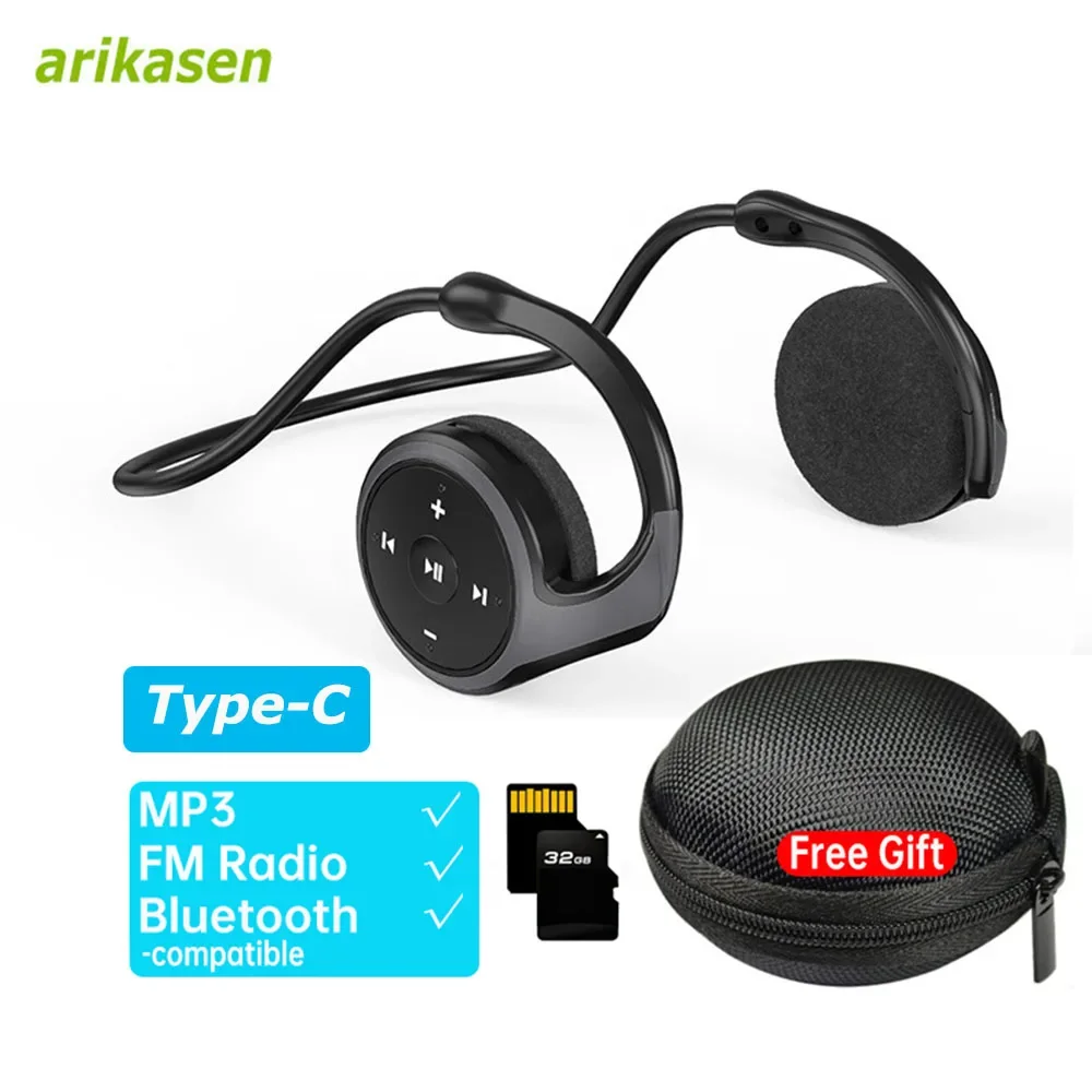 MP3 Player FM Radio Wireless Headphones 3 in 1 Type-C Bluetooth Headsets TF Card On Ear Comfortable Wireless Earphones with Mic