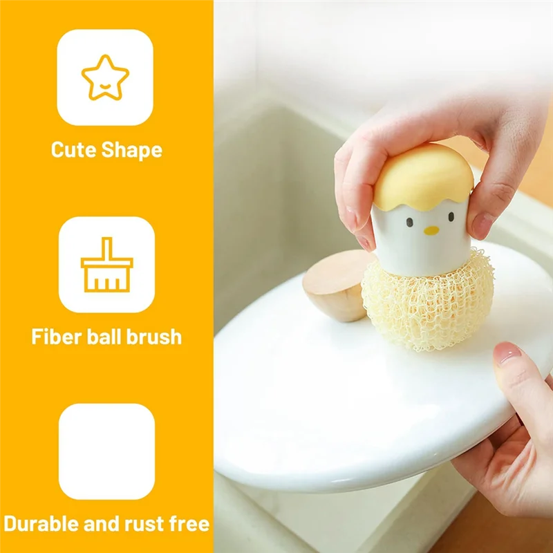 ABDJ-Spazzola per pulizia a forma di pollo con guscio d'uovo Sfera di pulizia staccabile per la pulizia della cucina Spazzola per pulizia multiuso della cucina