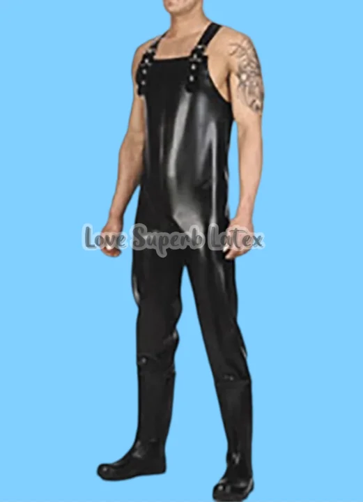 0,4mm Latex-Catsuit mit Schultergurten für Herren, Latex-Gummi-Einteiler ohne Socken für Halloween-Partys