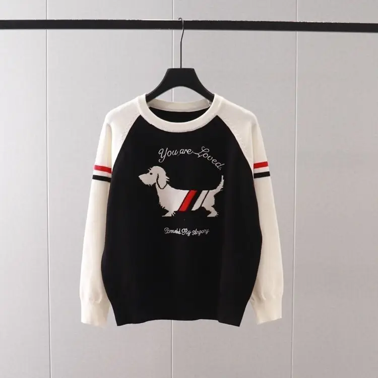 자수 강아지 2024 Autumn Women's Golf Wear Luxury Brand Golf Sweater Fashion Embroidery Dog Top Korean Women's Windproof Golf Knitted