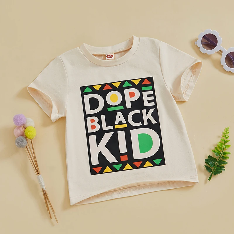 Kids Boys Girls T-Shirts Fashion Short Sleeve Round Neck Letter Print Tops Toddler T-Shirts