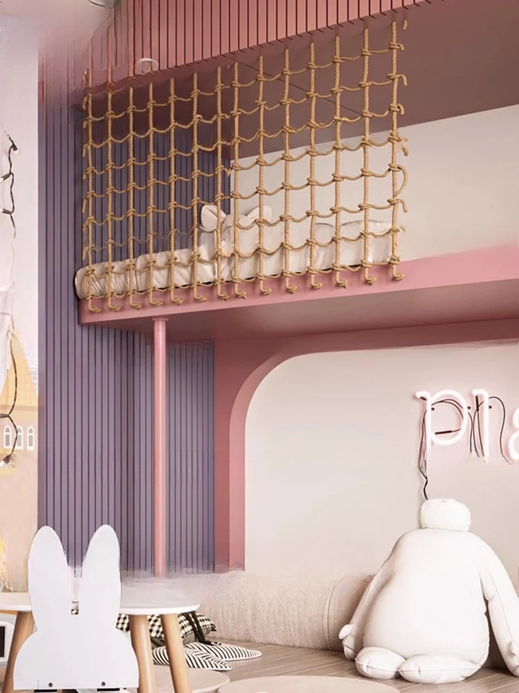 Rete in corda per camera da ragazza be d, letto a castello rosa, letto a scaletta