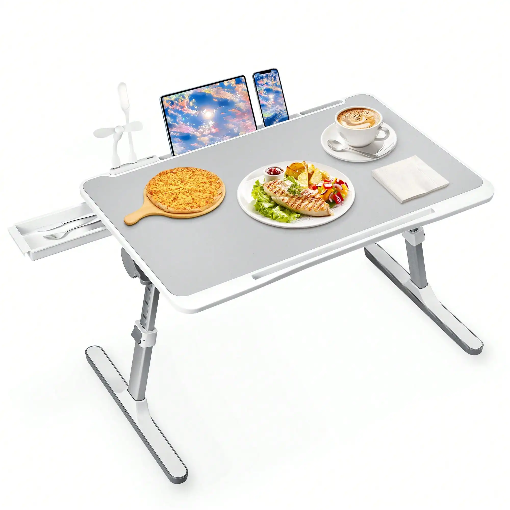 Adjustable Height & Angle Laptop Bed Desk - Portable Tray for Sofa, Reading, Writing, Breakfast & Laptop Use