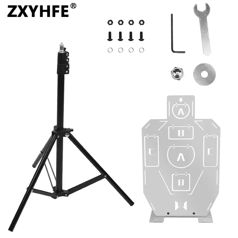 

ZXYHFE Tactical Metal Shooting Target Stainless Steel Frame CS Wargame Training Automatic Rebound Letter Bullseye Folding Tripod