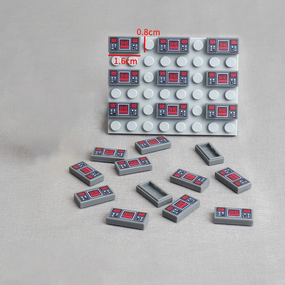 MOC 10 Uds. Parte de ladrillos impresos 3069 1X2 3069pb0777 patrón de pantalla objetivo máquina juego de bloques de construcción partículas DIY juguetes regalos para niños