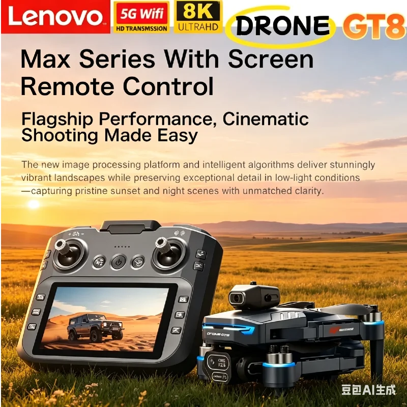

Lenovo GT8 8K GPS Drone Dual Camera FPV Brushless Motor Optical Flow Hover Foldable Quadcopter Professional RC Drone Toy