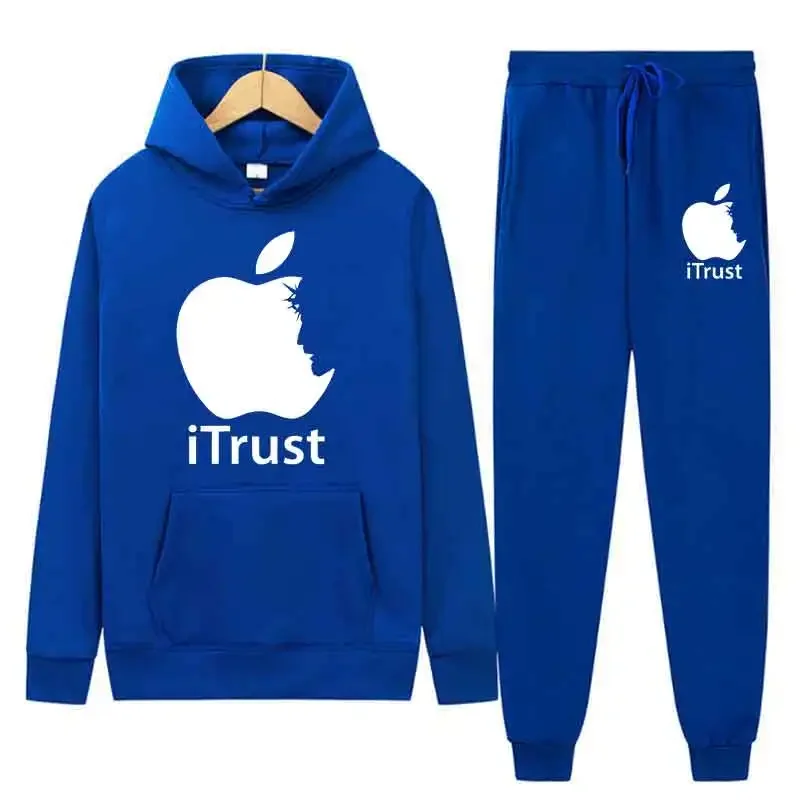 ربيع الخريف الرجال النساء عادية 2 قطعة مجموعات الاتجاه هوديي القمم السراويل الطويلة بلوزات دافئة اليومية الشارع موضة الإبداعية أبل Printe