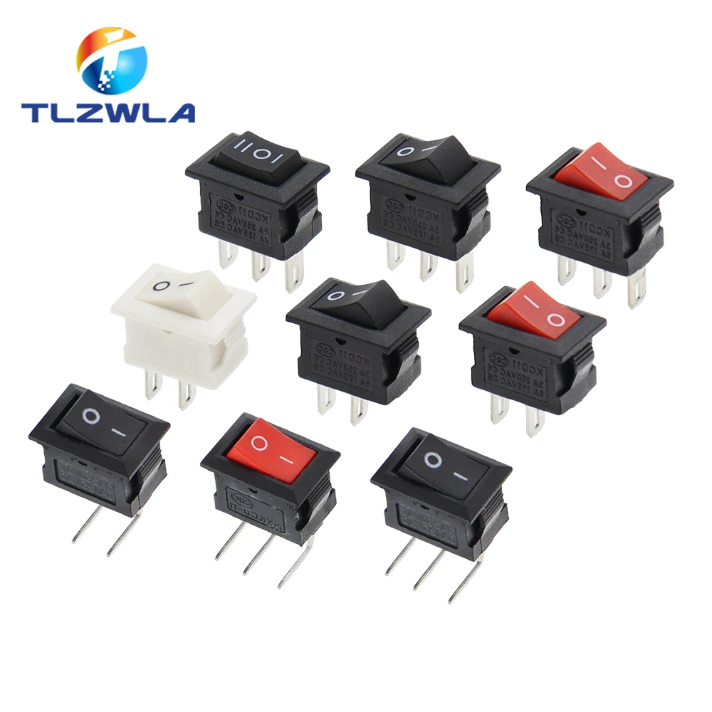 5/10PCS KCD11 Przełącznik kołyskowy 10*15mm Mini przełącznik przyciskowy ON-OFF / ON-OFF-ON 2 piny / 3 piny 3A 250VAC / 6A 125VAC 10x15mm