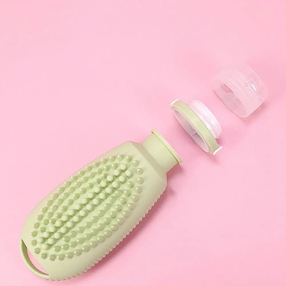 Travel-friendly Lotion Dispensing Bottle Leak Proof Soft Silicone Massage Brush Squeeze Tube Refillable Bottle