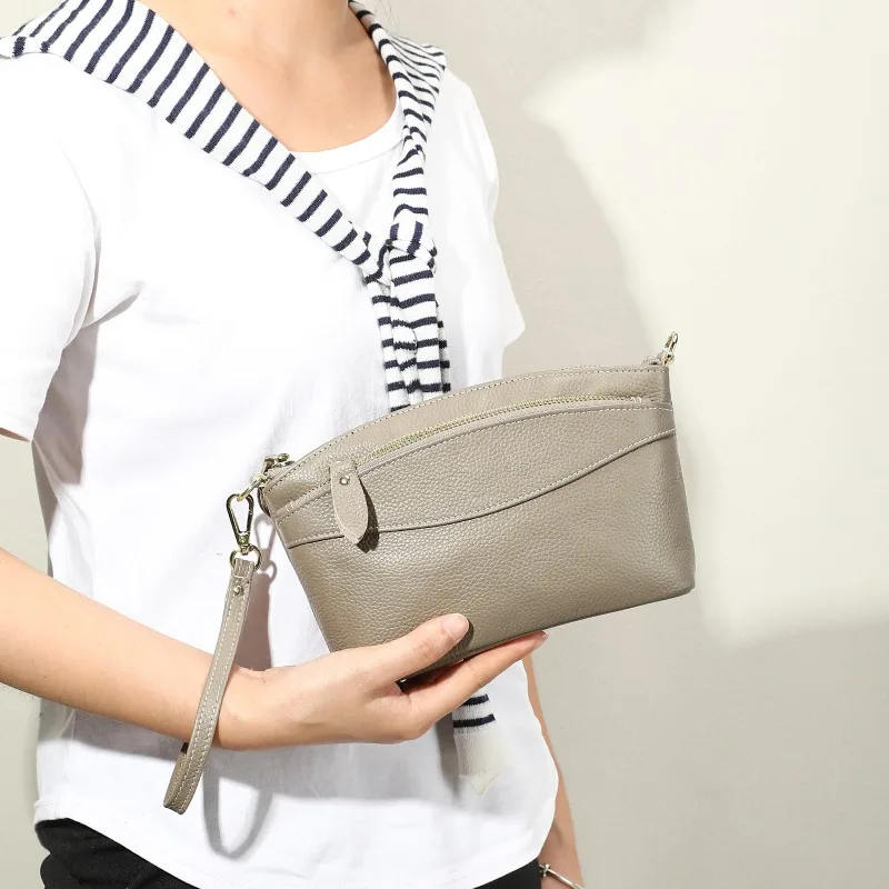 Summer Genuine Leather Fashion Crossbody Bag Minimalist Women's Commuter Wallet and Versatile Wristlet