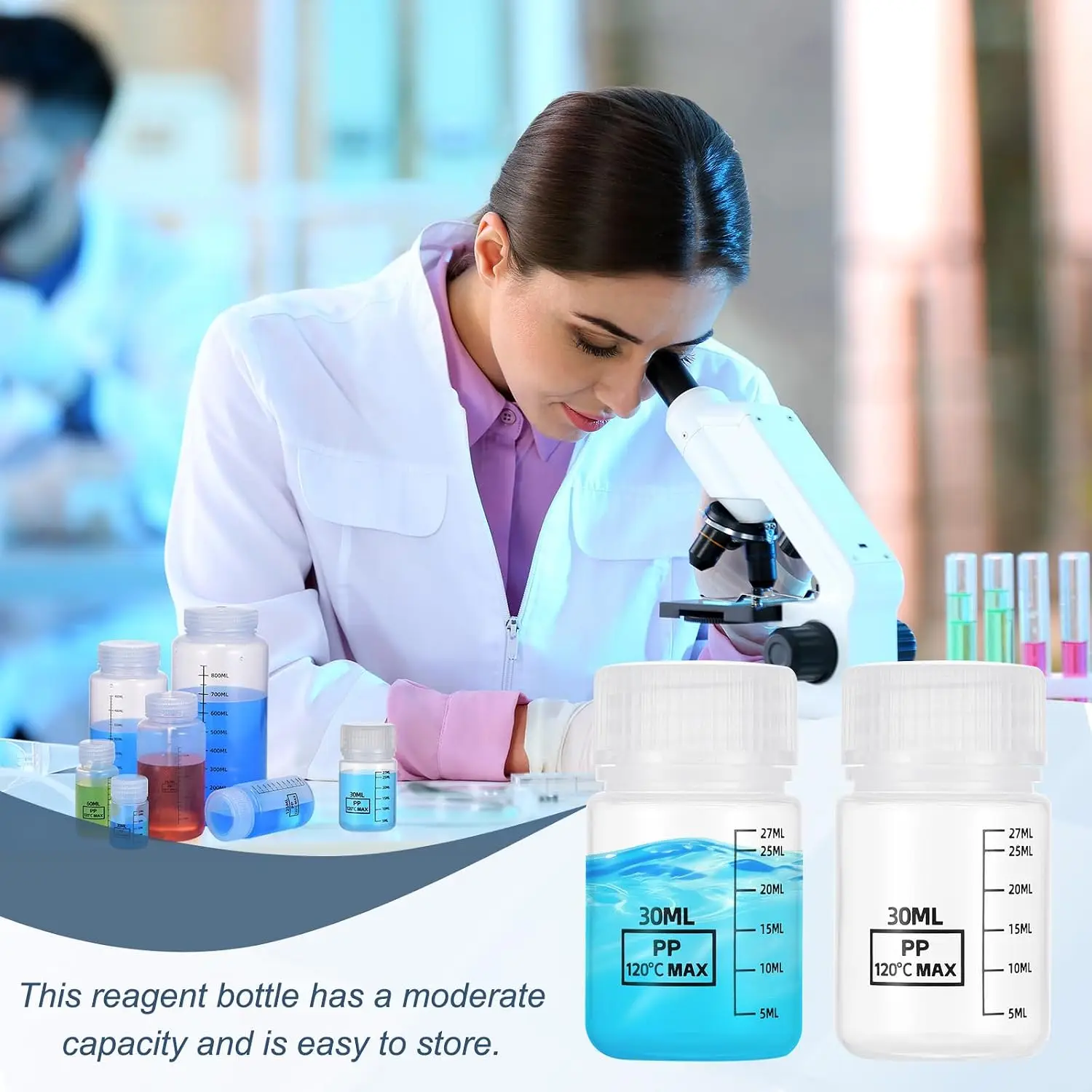 1-10pcs Wide Mouth Plastic Bottles,Graduated Food Grade PP Container Jars for Water Sample Lab Reagent Liquid Medicine Storage