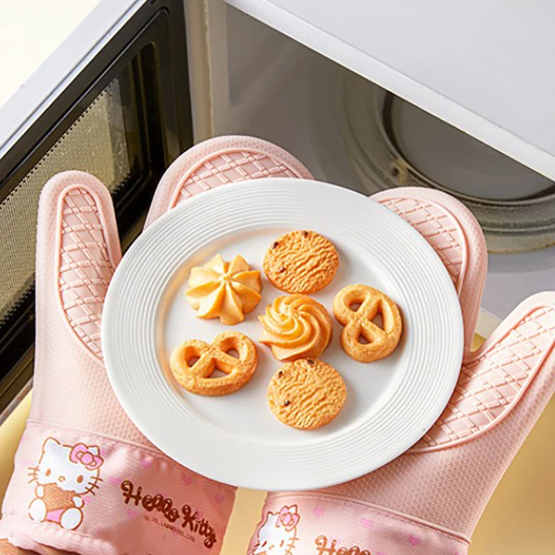 Sanrio Siliconen Handschoenen Cartoon Schattige Kawaii Keuken Verdikte Oven Geïsoleerde Handschoenen Meisjes Geschenken