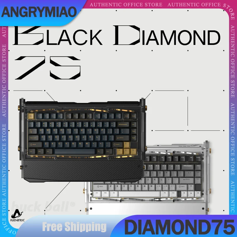 

Angrymiao Dry Studio Black Diamond75 Mechanical Keyboard 3 Mode USB/2.4G/Bluetooth Wireless Keyboard Customized Gaming Keyboard