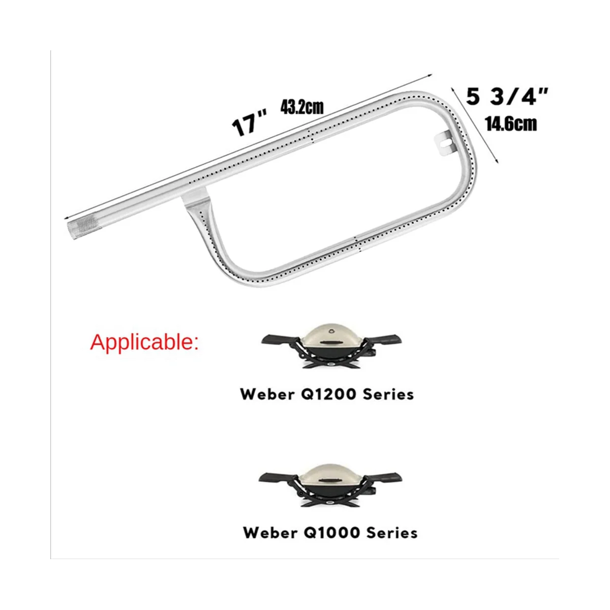 304 Stainless Steel 60040 69957 Grill Burner Tube Replacement for Weber Q100 Q120 Q1000 Q1200 Baby Q Slivers