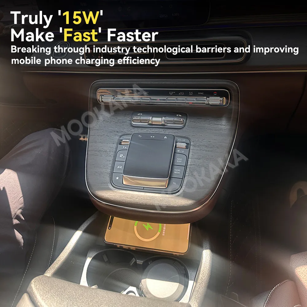 For Mercedes-Benz V300 2024-2025 Quick QI Car Wireless Charger Fast Charging Intelligent Infrared Mobile Phone Dashboard