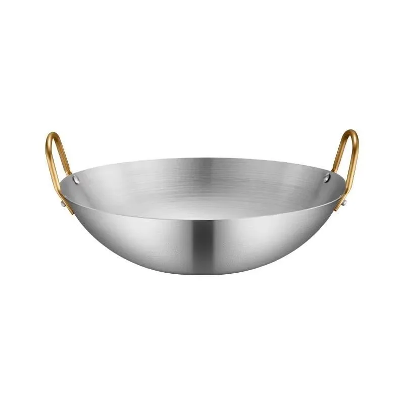 Modern ultra-thick stainless steel non-stick pan, can be washed in the dishwasher, durable, double handle, commercial small