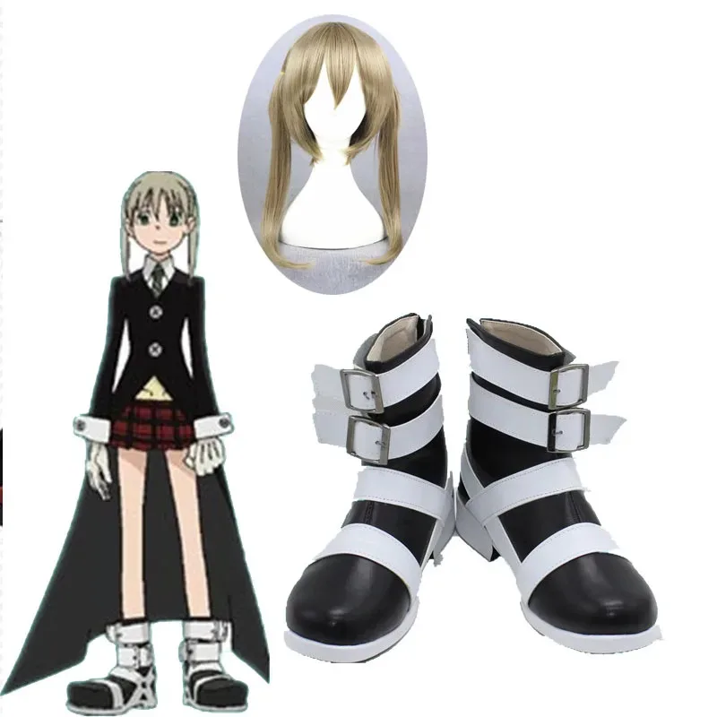

lili 123Anime Soul Eater Maka Albarn Cosplay Shoes High Heel Fancy Short Boots Halloween Carnival Party Wig