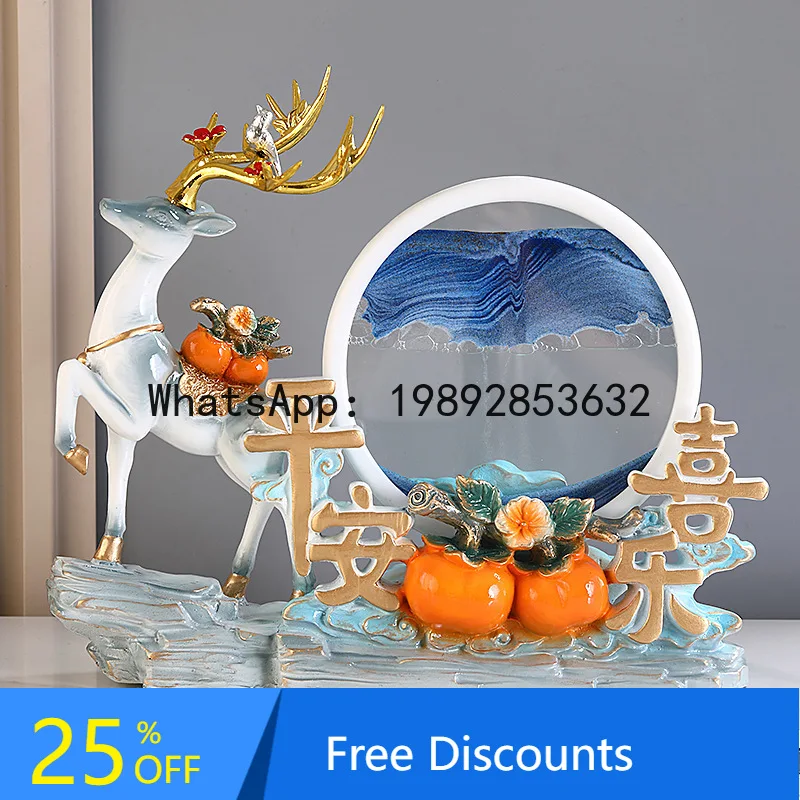 

ZK Simple Modern High-End Lucky Deer Peace and Joy Hourglass Flowing Sand Art Ornament Decoration