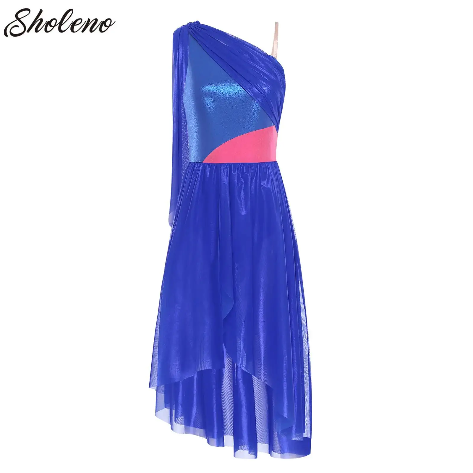 

Womens Lyrical Modern Contemporary Ballet Dance Dress Sleeveless Ruffled Split Gymnastics Leotard Figure Skating Stage Costume