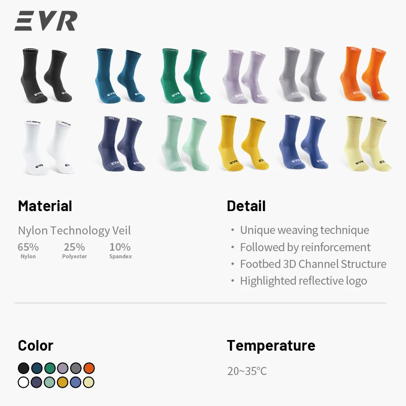 EVR Cycling Socks Professional Unisex Cycling Road Mountain Bike Sports Socks Stockings High Elastic Running Bike Accessories - view 2