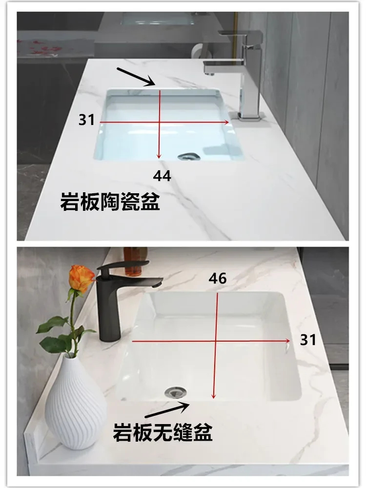 Bathroom Cabinet with Slate Ceramics Sink Combination Solid Wood Intelligent Simple Bathroom Cabinet Sink Washbasin Furniture