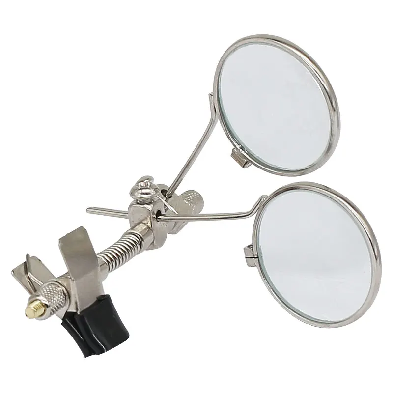 Clip Magnifier Double Lenses Magnifying Glass 10X Portable Mini Monocular Magnifier Rotable Glass Lens Stainless Steel Frame