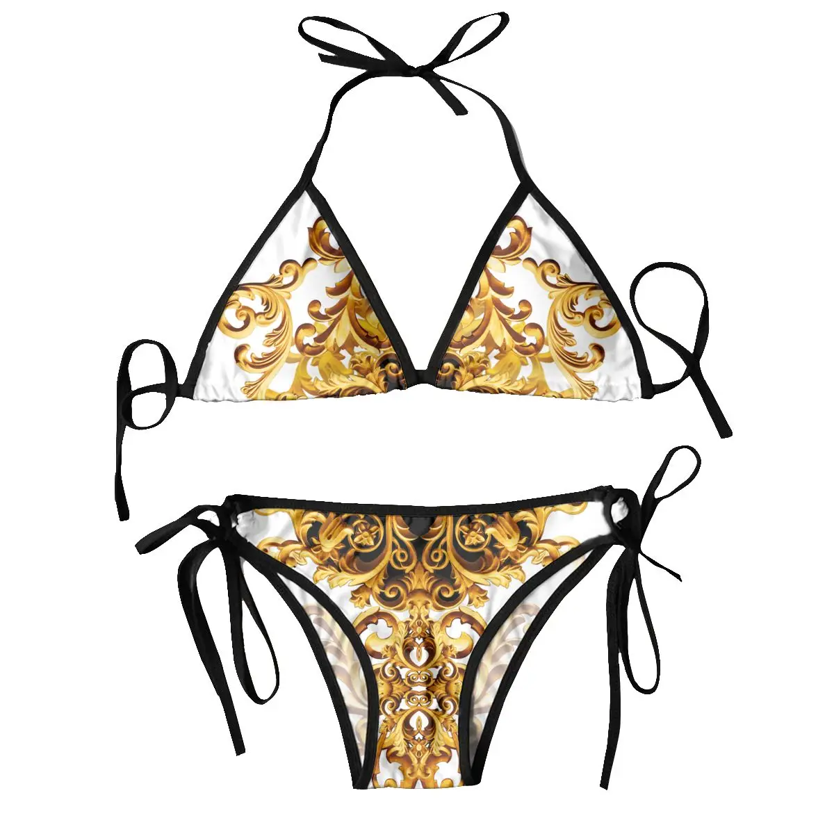 

Womens Swimwear Two Piece Vacation Outfits 2024 Bikinis Sets Golden Baroque