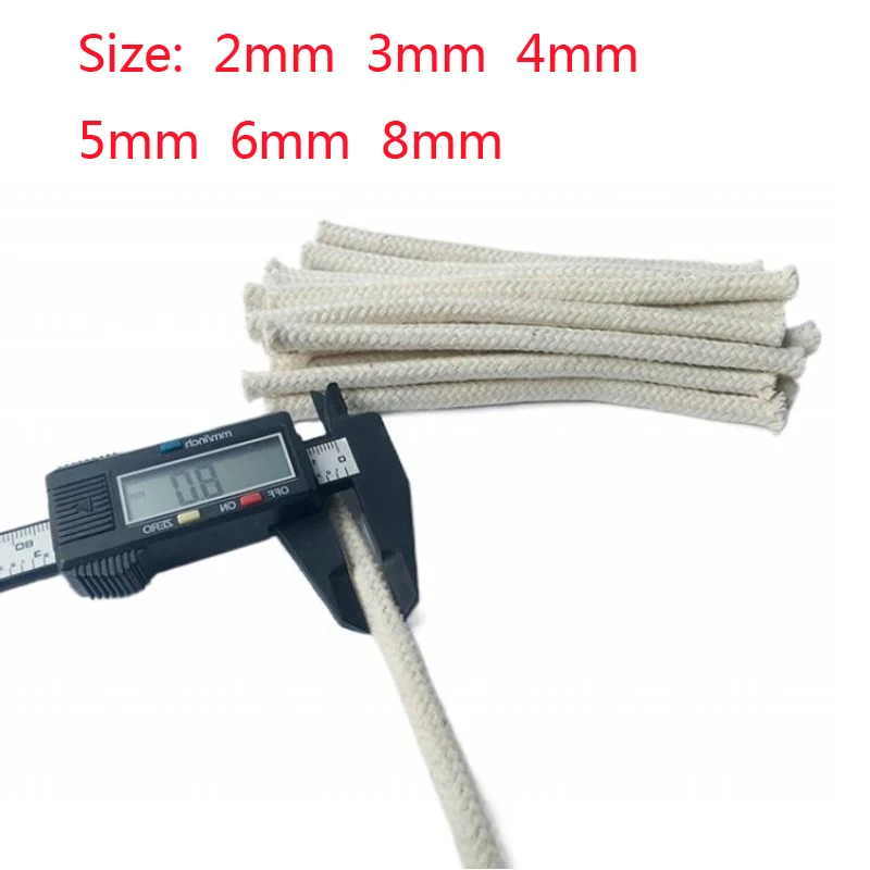 2/3/4/5/6/8mm round cotton wick burner,for Alcohol lamp torch oil wine bottle product-5m