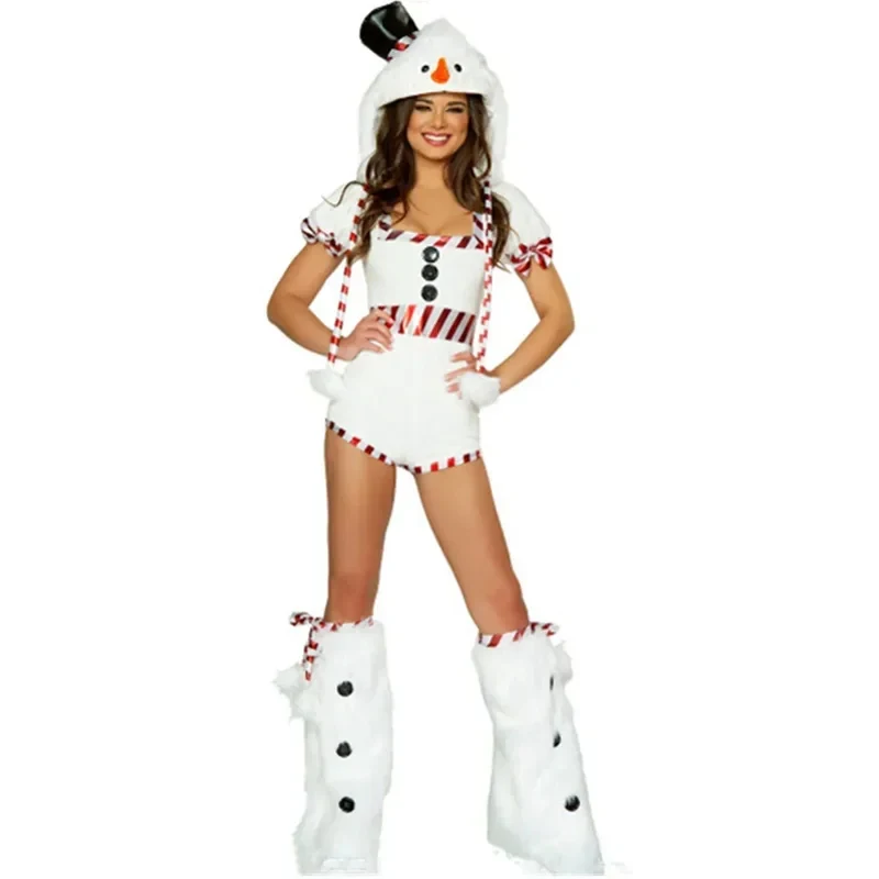 2026 Merry Christmas Winter Velvet Snowman Elk Cosplay Costume Xmas Carnival Party Miss Santa Claus Fancy Dress Full 34NON view 3