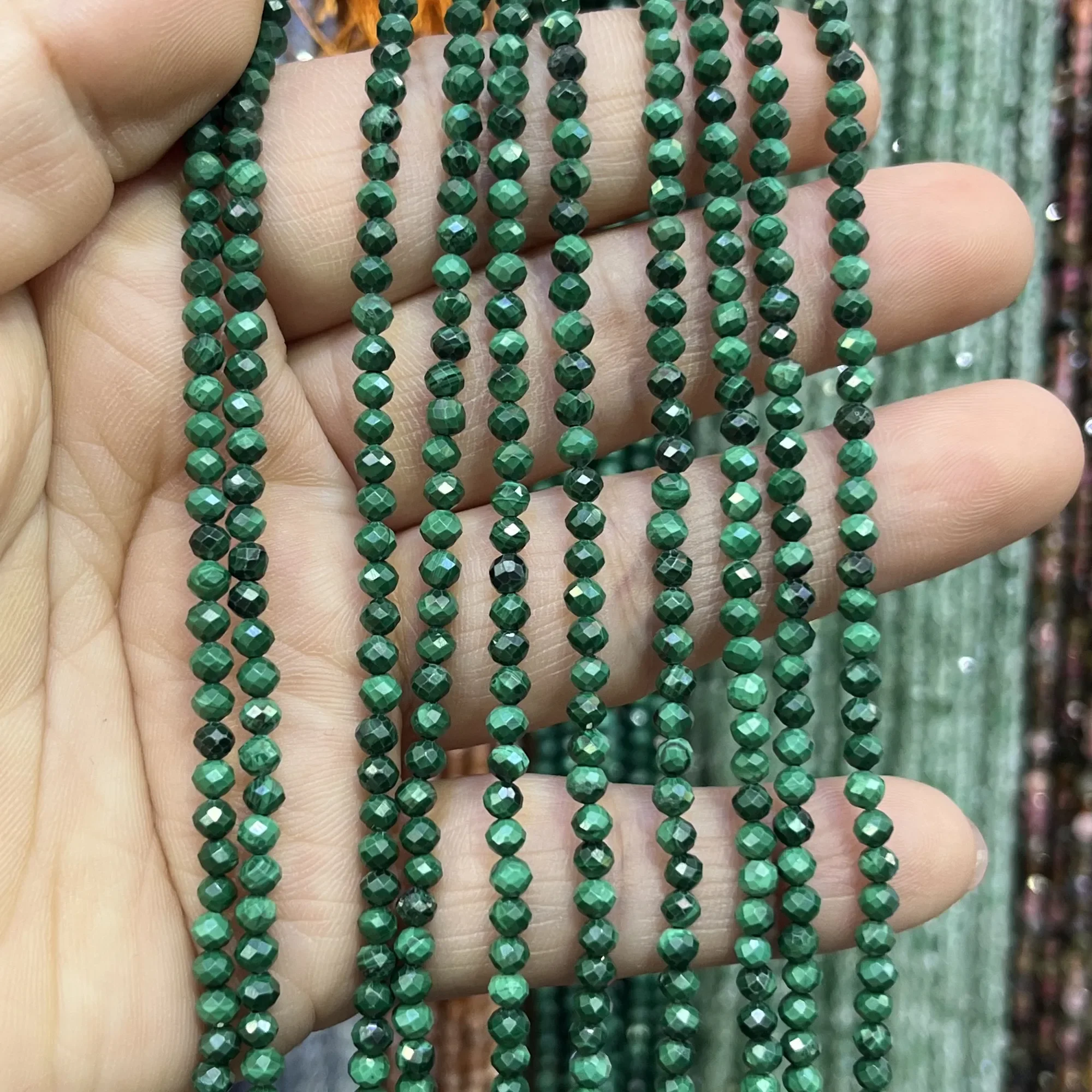 Natural Stone Malachite Beads 2/3/4/mm Faceted Beads For Jewelry Making DIY Earrings Bracelet Necklace Accessories