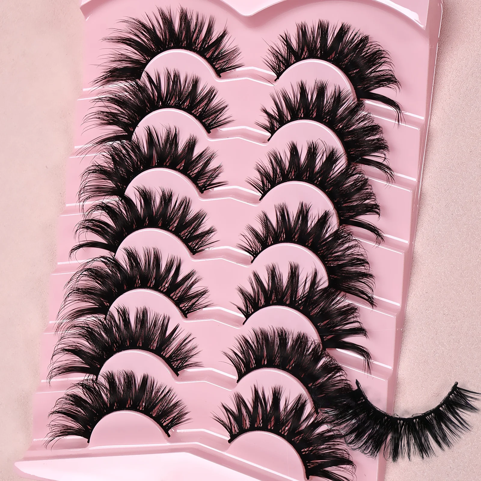 Dramatic Elongated Cat Eye Faux Mink Strip Lashes 7Pairs Natural Reusable Fake Eyelashes Festival Social Media Portrait Eye Glam