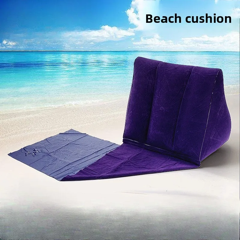 

48*48*138cm PVC Flocking Triangle Pad Inflatable Waist Pillow Outdoor Balcony Leisure Travel Beach Mat