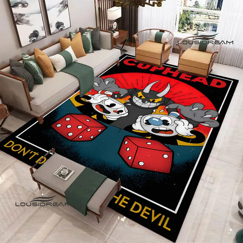 

Cuphead anime printed carpet Fashion Yoga Cushion anti -slip carpet in the living room bedroom door mat area rug birthday gift