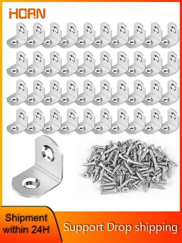 40/20pcs Stainless Steel L Brackets - Small Right Angle Corner Brace for Shelves, Wood Furniture, Chair, Furniture Accessories