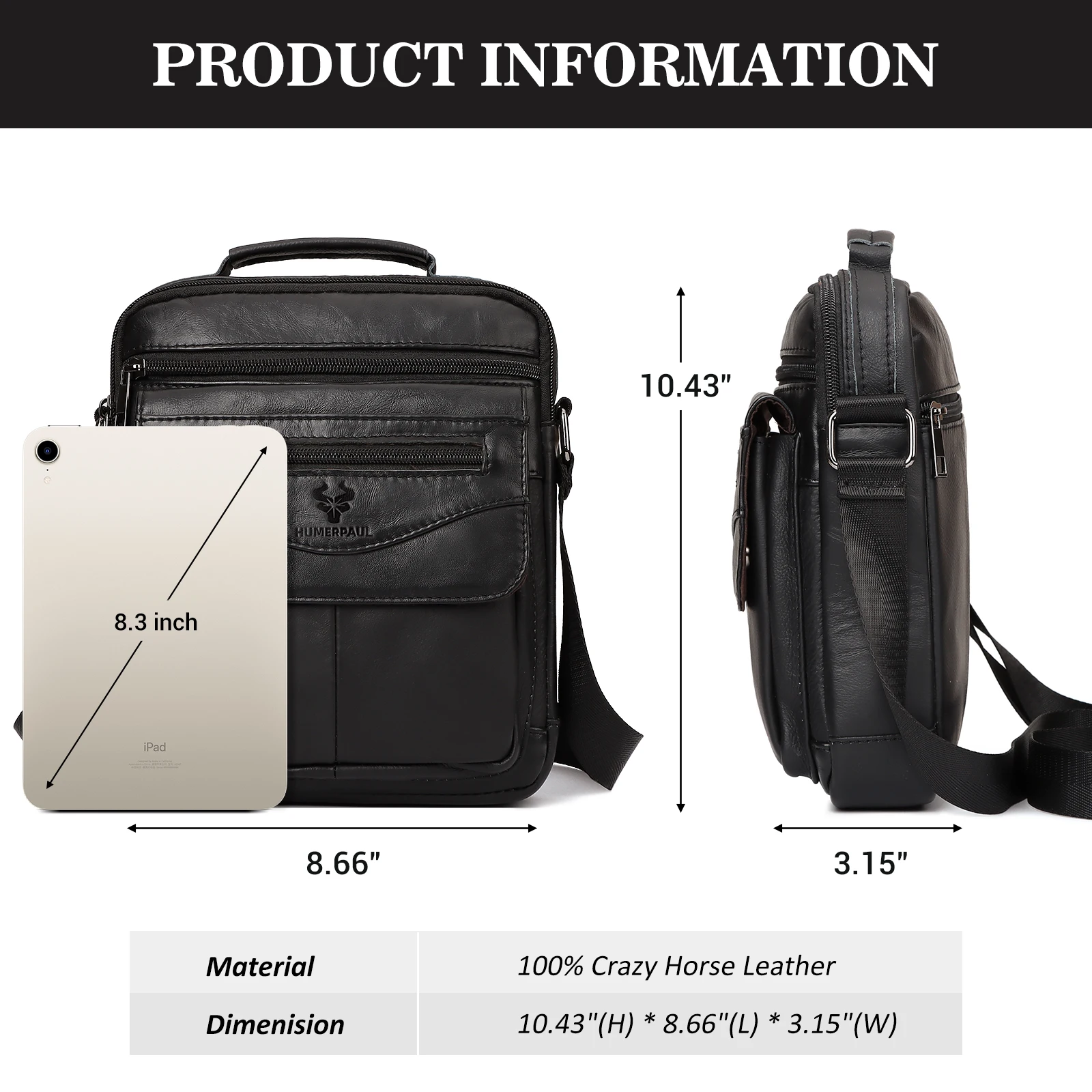 Shoulder Bag for Men Genuine Leather Man Bag Man Purse Crossbody Bags for Men Handbag Bag Messenger Satchel Travel bag