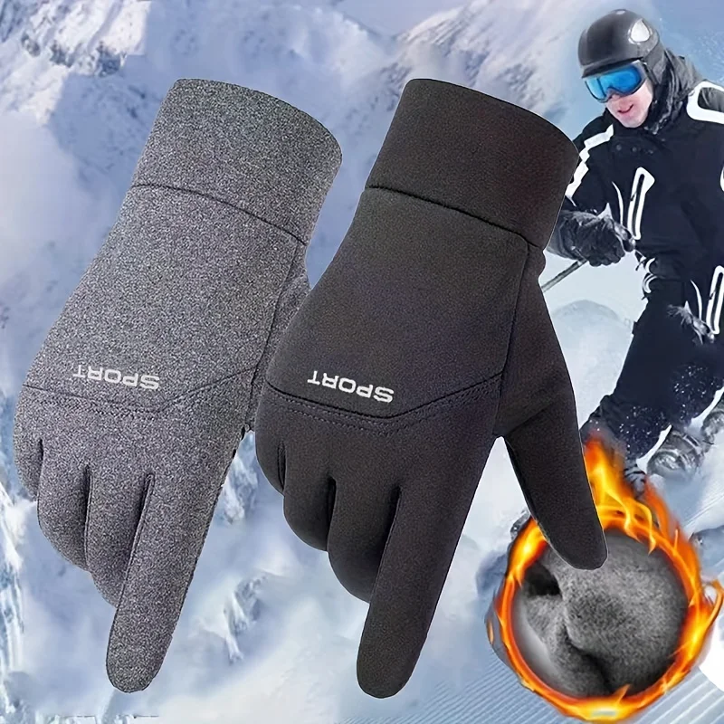 Heren Winter Waterdichte Fietshandschoenen Buitensporten Ski Hardlopen Motorfiets Touchscreen Fleece Handschoenen Antislip Warme Volledige Vingers