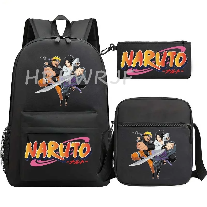 3pcs Uzumaki Naruto Uchiha Sasuke Schoolbags Nylon School Backpack For Teens boys Girls Large-capacity Laptop Travel Mochilas