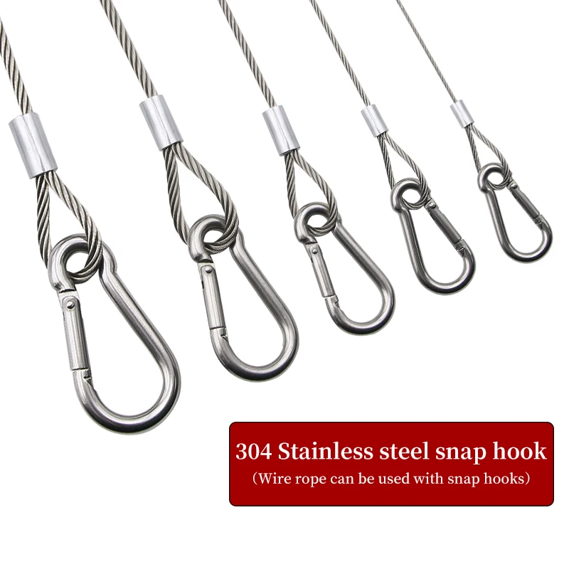 Picture 5: 2PCS 304 Stainless Steel Wire Rope Metal Climbing Buckle with Wire Rope Safety Sling Suitable for Hanging Machine Equipment Link