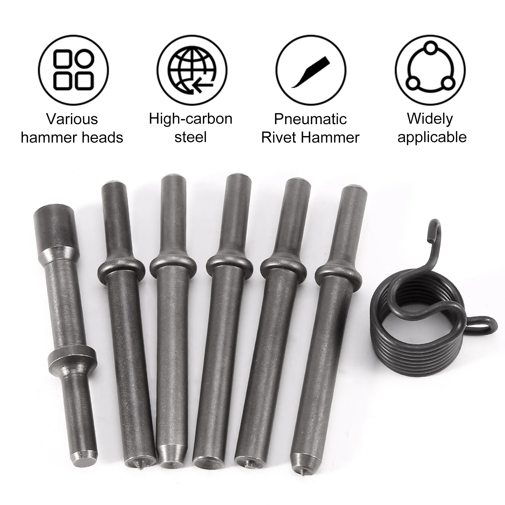 Kit di strumenti per martello per rivetti pneumatici pneumatici per levigatura resistente da 7 pezzi Vogue