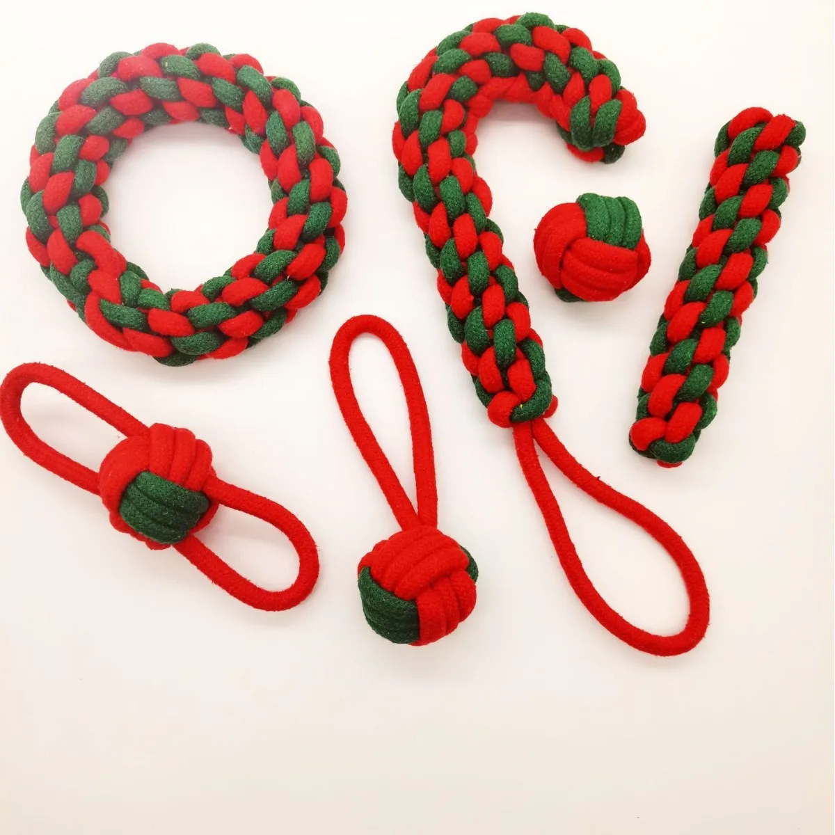 Christmas woven cotton rope pet supplies Indoor and outdoor dog toy set teeth grinding and cleaning toys