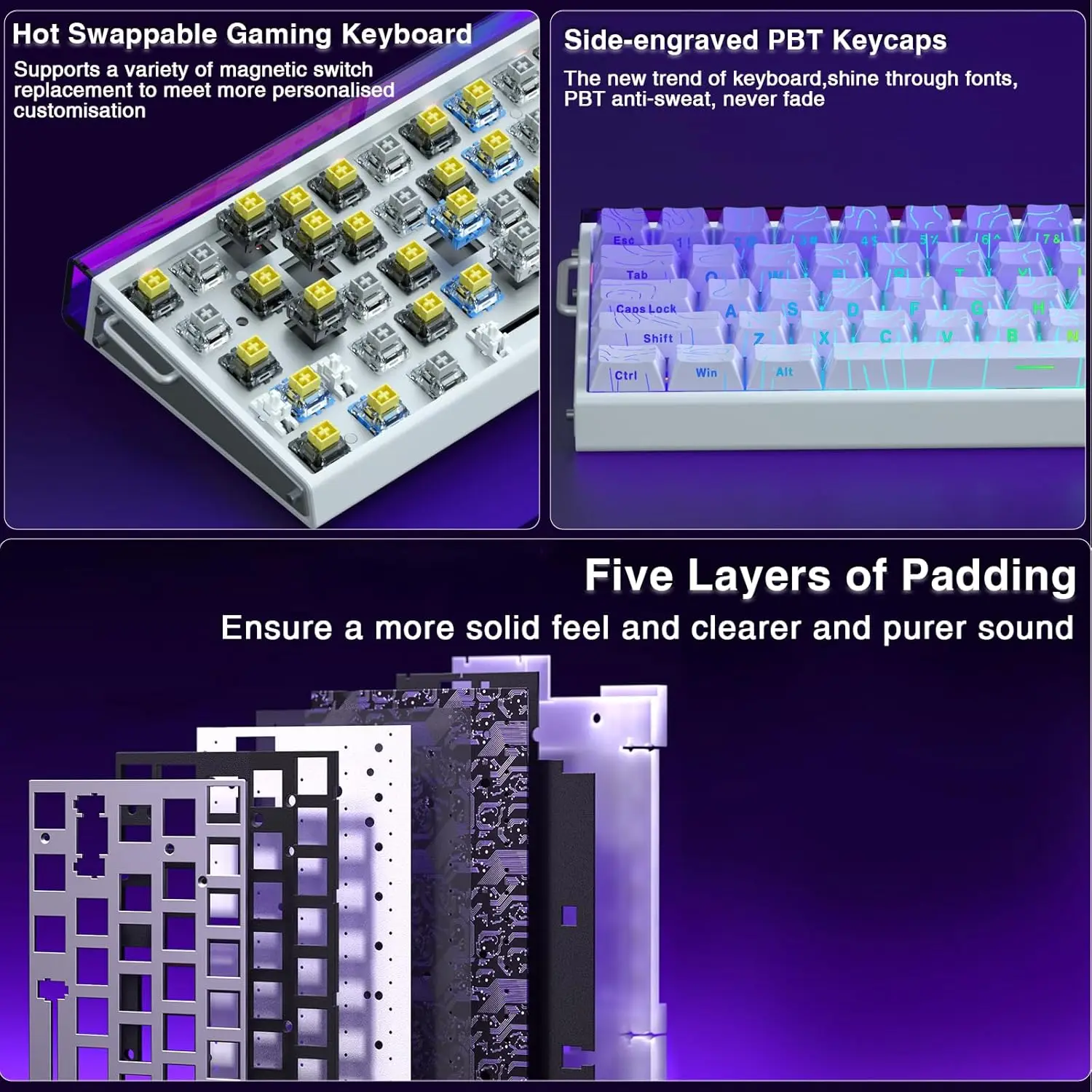 AULA HERO 68HE Magnetic Switch Keyboard RGB Gaming Mechanical Keyboard Rapid Trigger 8K Return Wired Esports Custom Keyboard