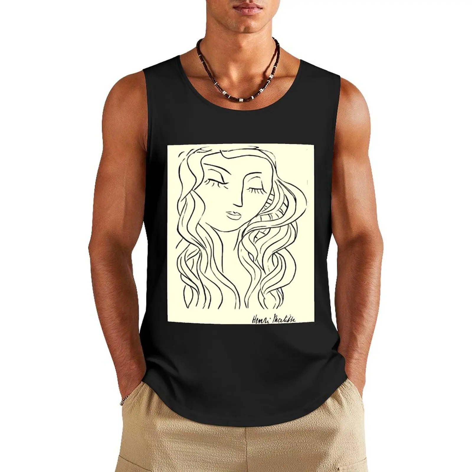 HEAD : Vintage Young Girl Matisse Painting Print Tank Top muscle t-shirt Men's gym t-shirts vest for men t-shirts man