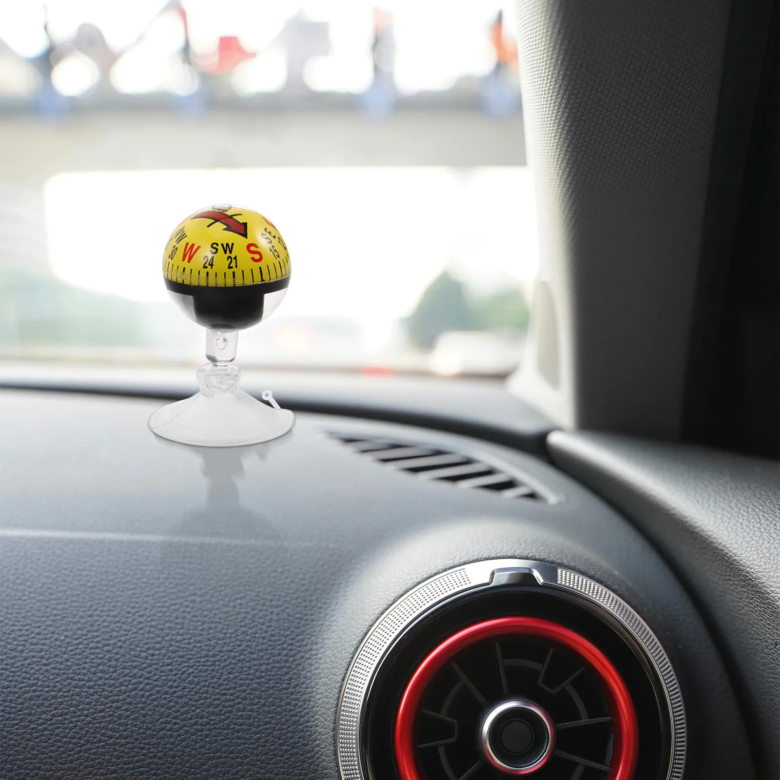 Auto Compass with 38Mm Suction Cup Portable Dashboard Mount for Cars Trucks Boats Hiking High Accuracy Travel Navigation Tool