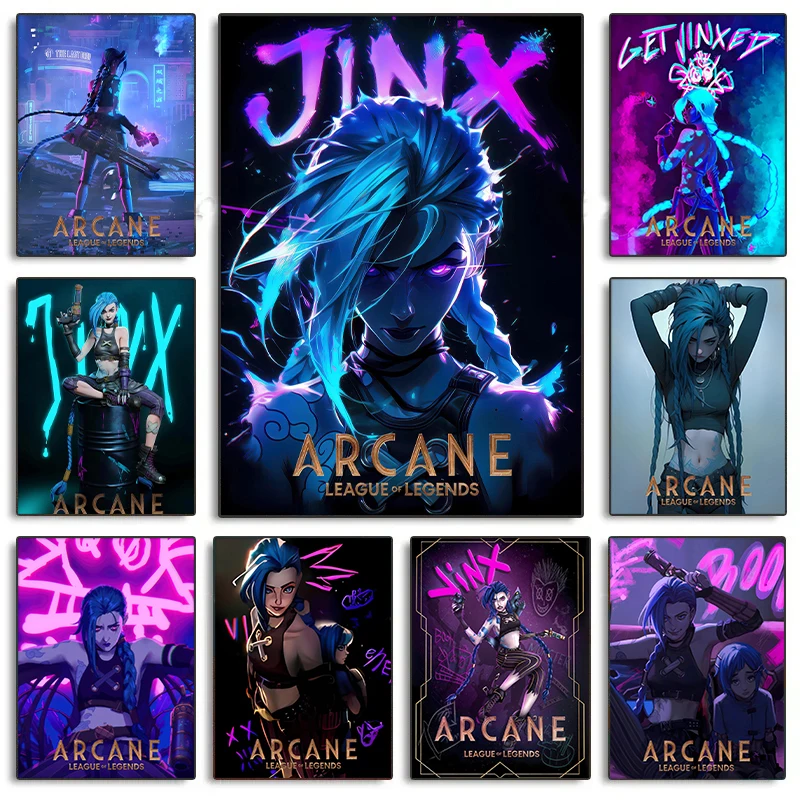 Popular Anime Game Arcane League of Legends Jinx Posters Canvas Printing Modern Wall Art Picture for Gaming Room Home Decor Gift