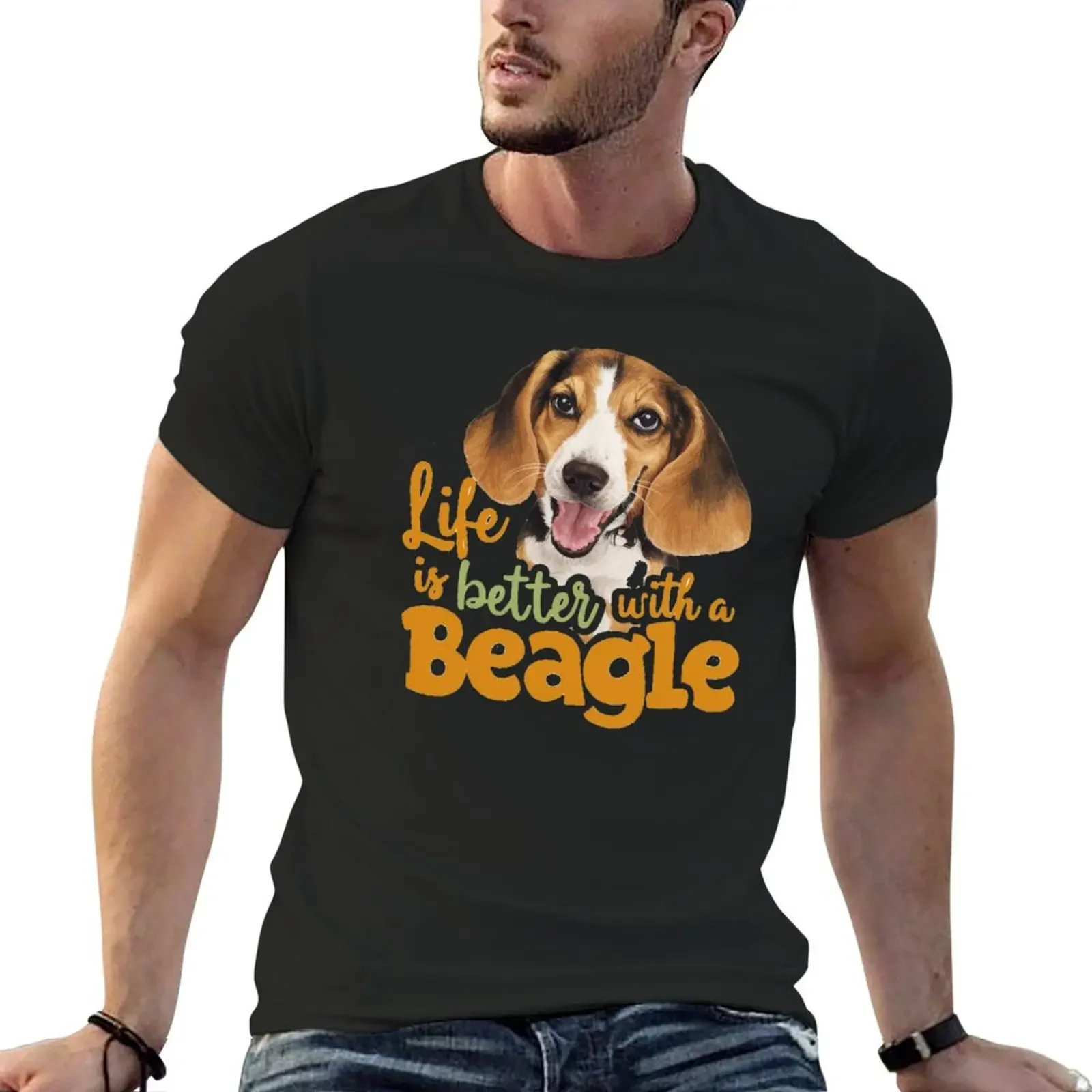 

Life is better with a beagle футболка аниме одежда корейская мода быстросохнущая Пот футболка Мужская 100 ℅ хлопок