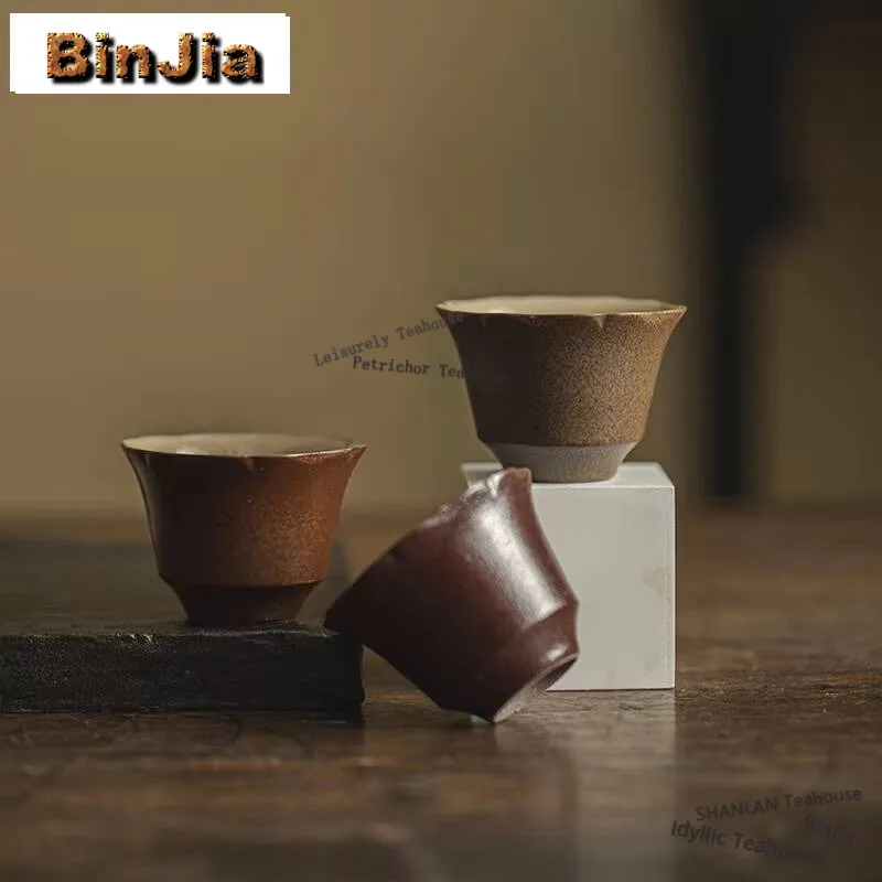 

2 шт./компл., ретро грубая керамическая чашка, японская цветочная чашка для рта, элегантная одинарная чашка, чаша для запаха, посуда, подарок для рукоделия, 40 мл