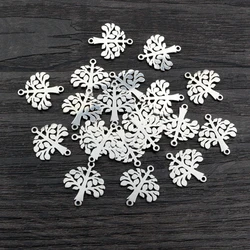 20pcs 15x13mm No Fade 316 Stainless Steel Double Loops Tree Charms Pendant DIY Jewelry Findings Connector for Necklace Bracelet