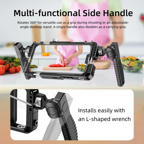 Imagen 2 del producto Plataforma de vídeo universal para teléfono inteligente con asas, adaptador de filtro de 67mm, jaula para teléfono para iPhone 14 13 15 Pro Max Samsung S23 Ultra